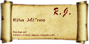 Riha János névjegykártya